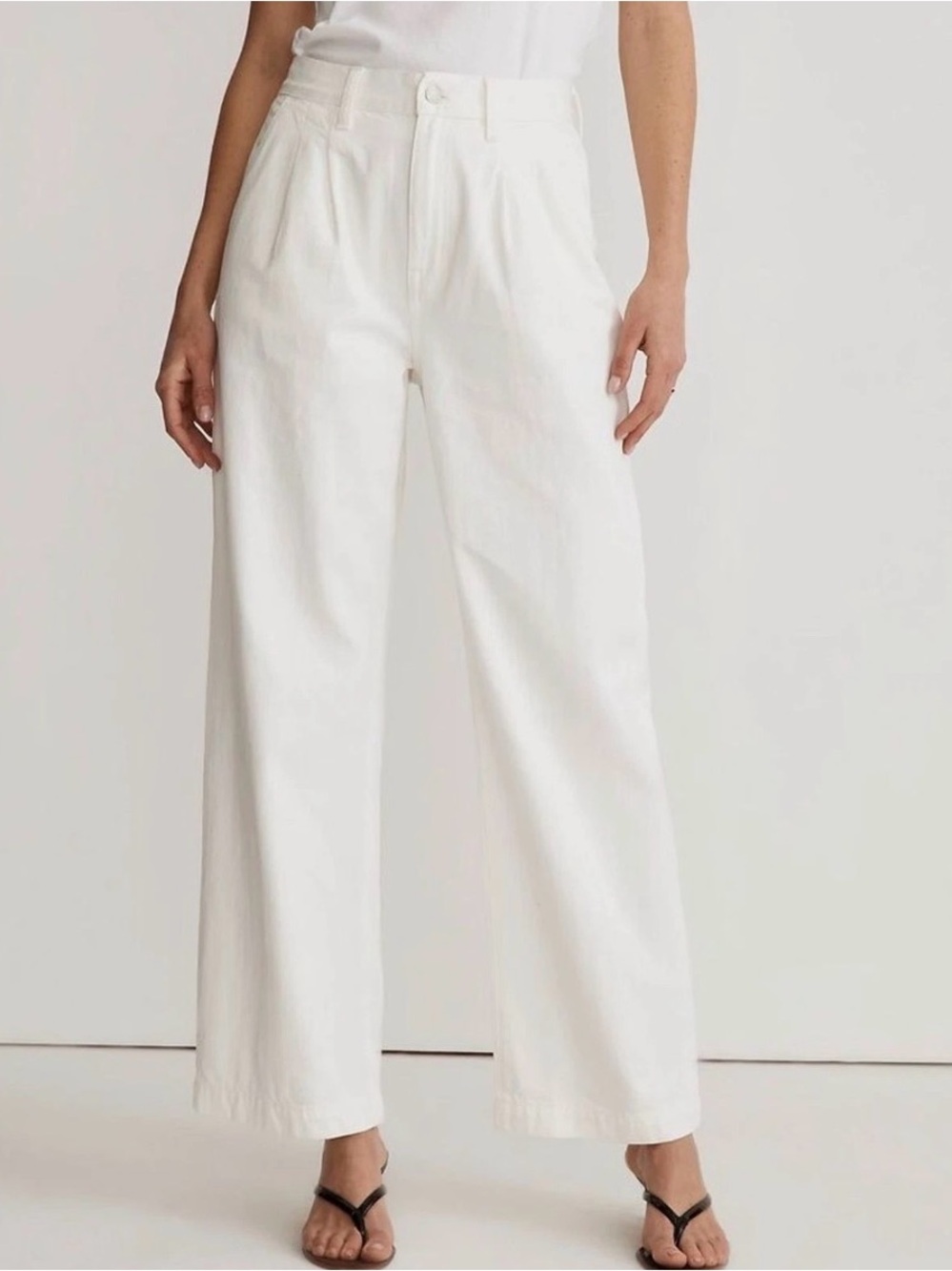 Madewell Baggy Straight Trousers in White Denim